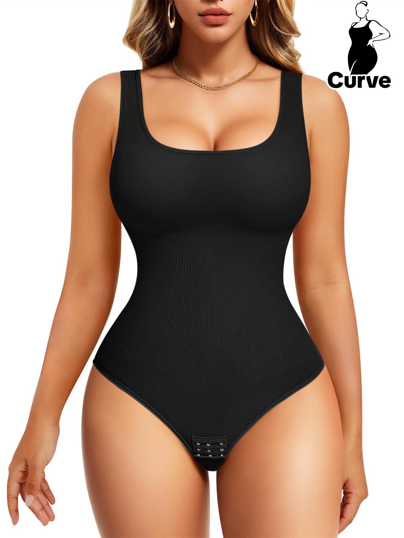 【Plus Size】 Solid Color Shapewear Bodysuit, High Stretch Shaper, Tummy Control Butt Lifter, Ladies Shapewear for All Seasons