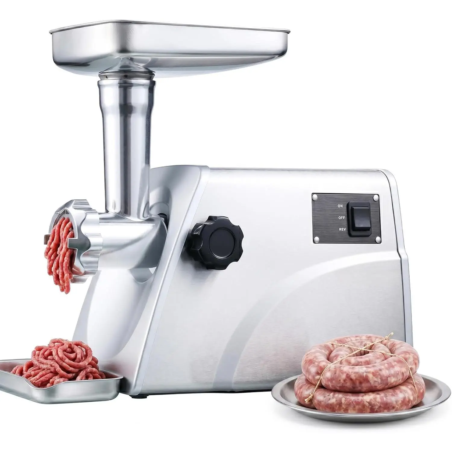 SM-G33 Electric Meat  - 1HP 800W Max Power - ETL Stainless Steel Meat  Mincer Sausage Stuffer, Stainless Steel  and Plates and 1 Sausage Maker