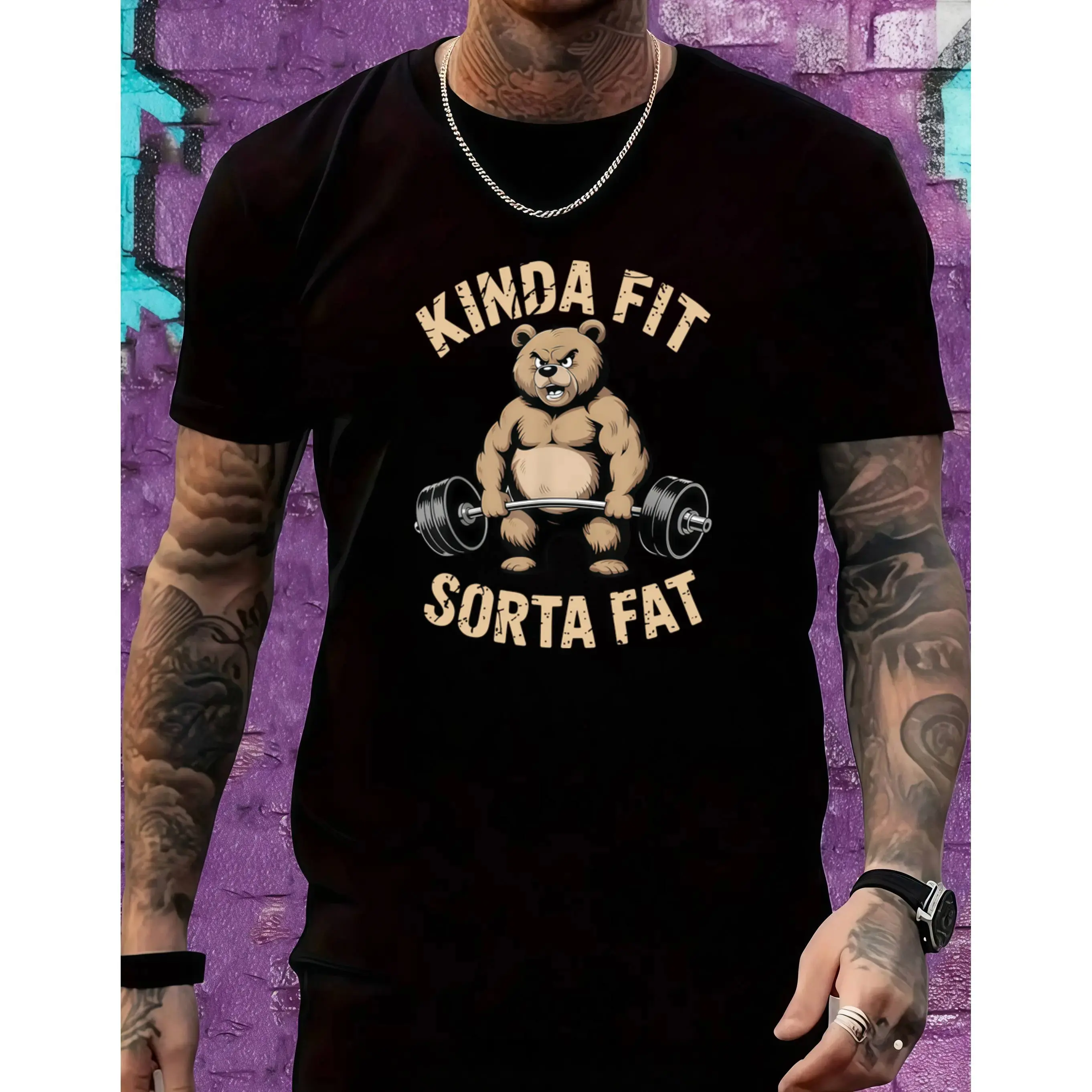 Lightweight Gym Tee - Kinda Fit Sorta Fat Bear Workout Shirt, Athletic Fitness Top, Athletic Fashion, Activewear