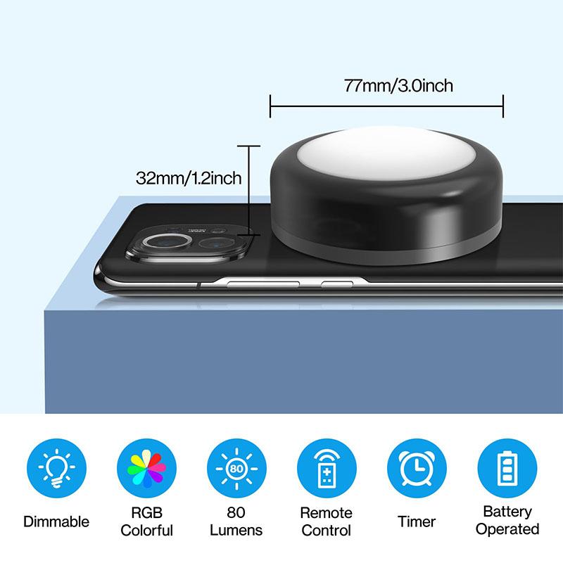 LED Puck Light, 3 Counts Battery Powered Dimmable Under Cabinet Light with 1 Wireless Remote Control & Dimmer & Timmer, Novelty Lighting for Closet Bedroom Kitchen, Indoor Lighting, Color Changing Lights