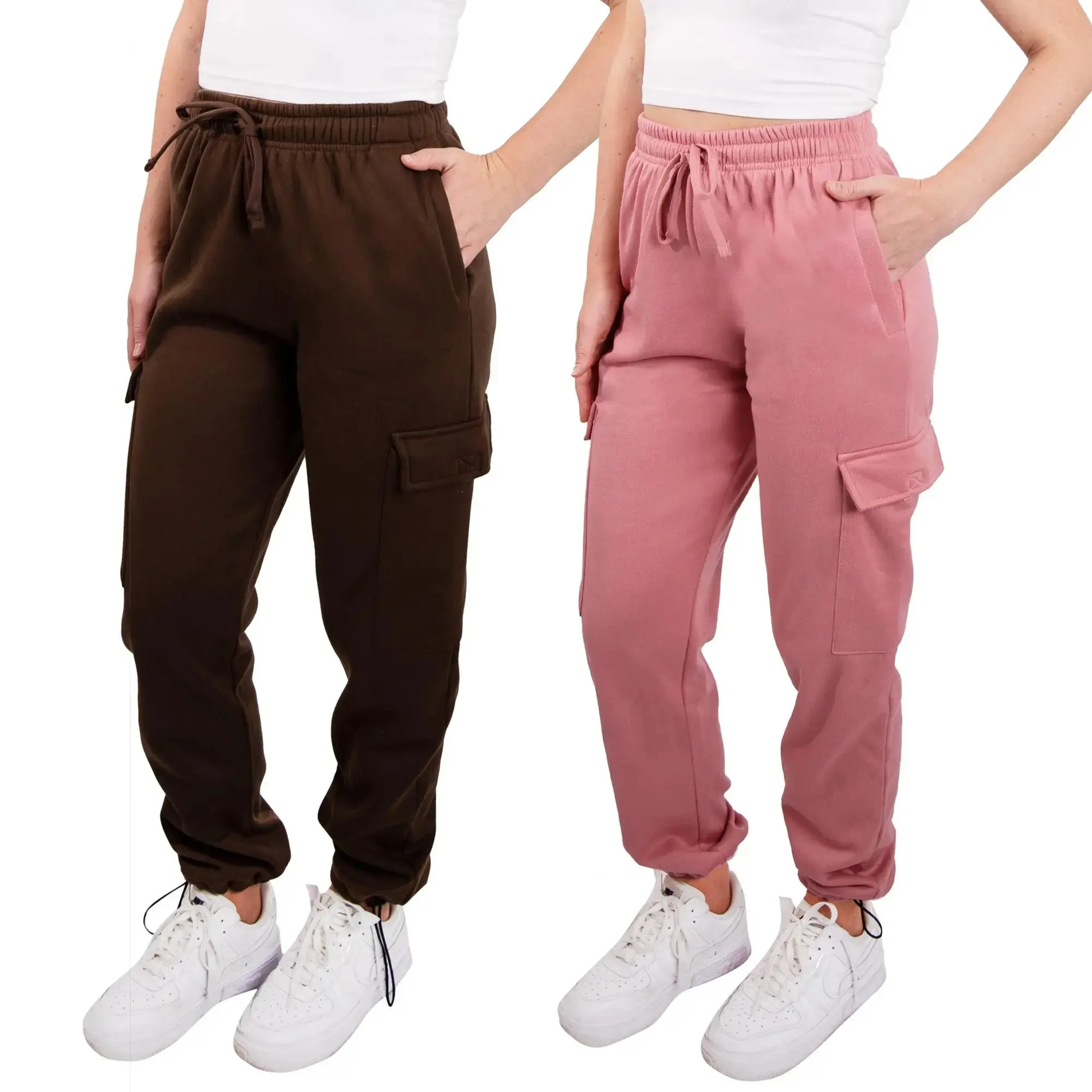 Cargo Jogger Sweatpants for Women Casual Lounge Womenswear Breathable Bottoms Fleece Everyday Pants with Pockets and Elastic Waistband Lightweight Comfy Super Soft Minimalist Basics Multicolor Trouser, Sizes S - 2XL