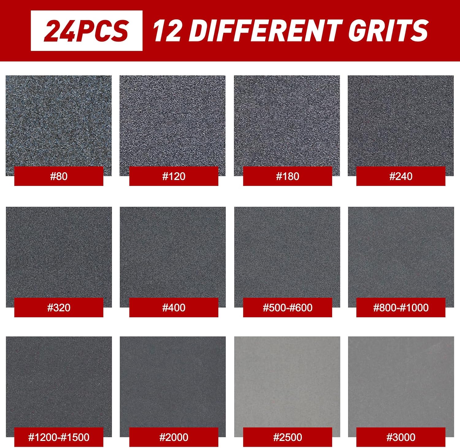 Sanding Sponge 80-3000 Grit Sandpaper Assortment, Washable & Reusable Sanding Blocks for Wood, Metal, Drywall, Glazing, Wet Dry Sandpaper for Smooth Finishing