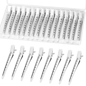 24 Pcs Duck Billed Hair Clips for Styling Sectioning, 3.5 inch Metal Alligator Hair Clips for Women, Pin Curl Clips for Hair Roller, Salon, Bows DIY, Silver