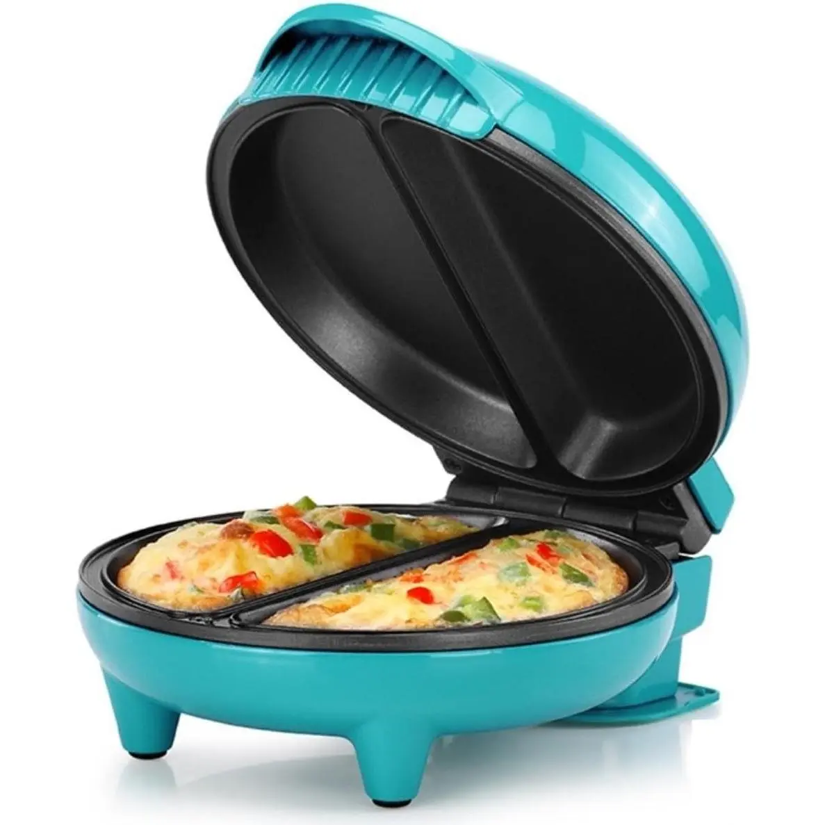Stainless Steel 2 Section Omelet & Frittata Maker, Non Stick Coating, Easy To Clean, Indicator Lights, Compact Storage, Prepare Versatile Recipes in Minutes. 2 Portions, TealGift