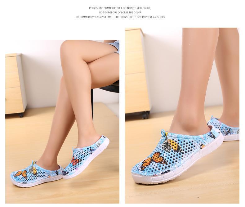 Butterfly Print Mesh Clogs for Women, Breathable Slip On Mules, Lightweight Non Slip Casual Summer Sandals, Cute Comfortable Nursing Shoes for Indoor Outdoor Beach, Trendy Aesthetic Footwear