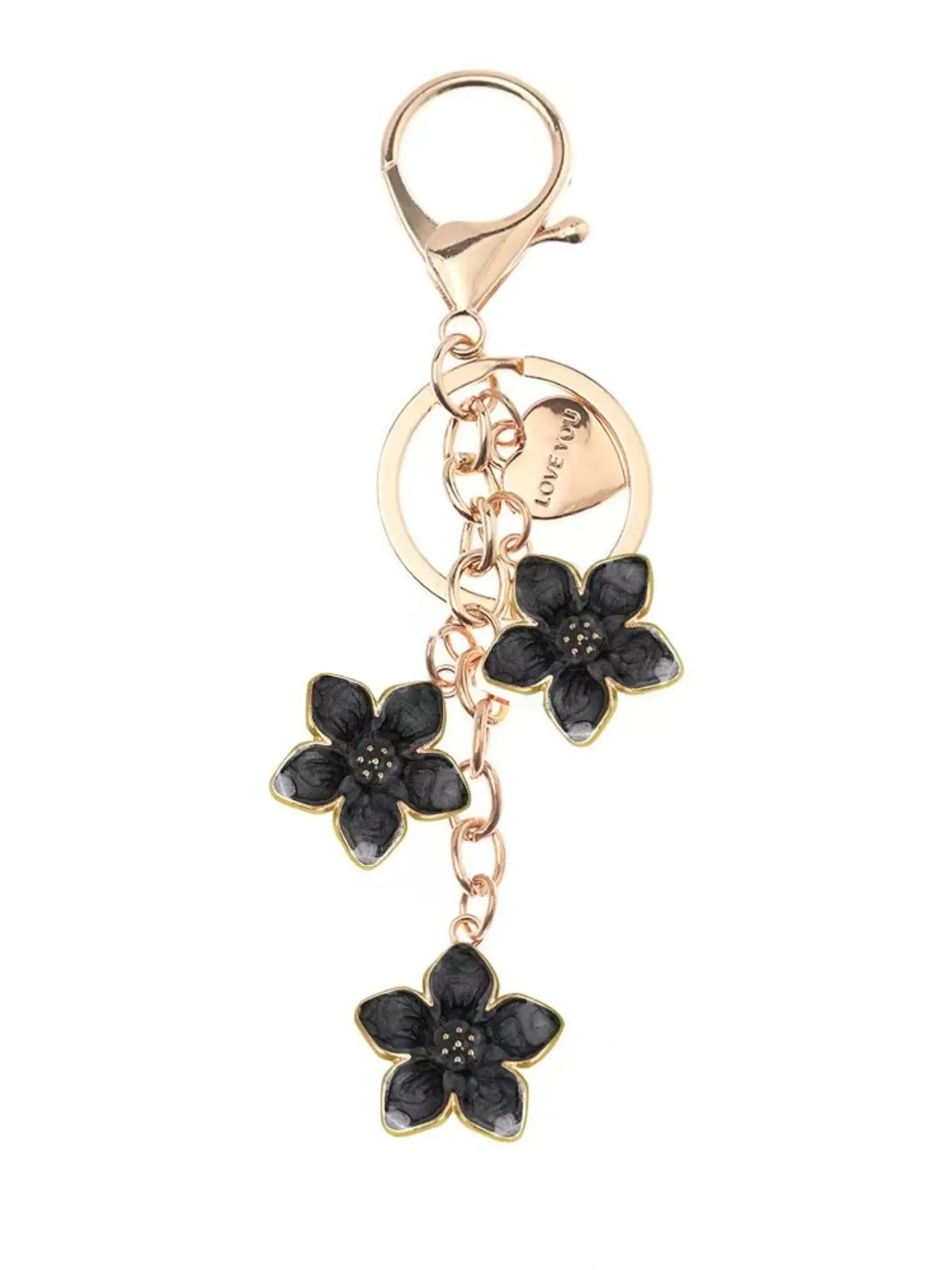 Cute Stylish Heart-Shaped Cherry Blossom Keychain, Phone Bag Accessory Key Chain Gift for Women Girl, Charm for Keys Handbags Backpacks