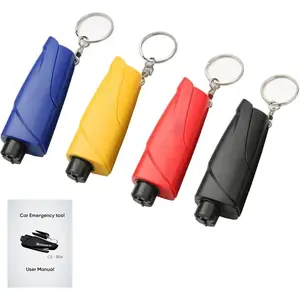 Style A Emergency Keychain, 4-Pack, Lightweight & Compact 3-in-1 Car Safety Escape Tool with Window Glass Breaker and Seatbelt Cutter, 3-In-1 Escape Tool