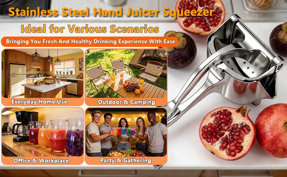 Hand Juicer Squeezer,2026 Upgraded Fruit Juice Squeezer,Metal Juicer Hand Press with Detachable Filter & Ergonomic Grip,Easy to Use & Clean for Lemon Lime Citrus Orange Grapefruit Pomegranates(1pc)