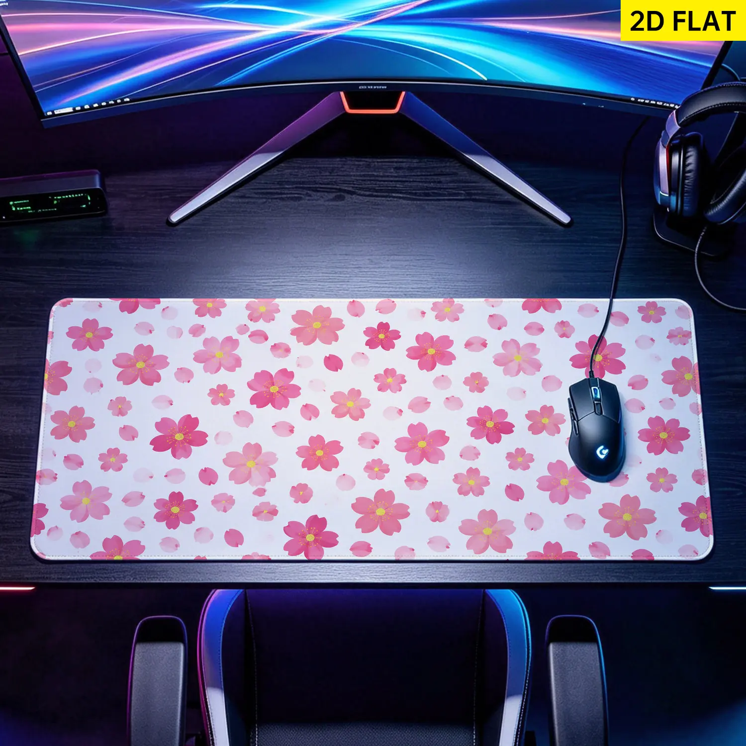 Extra Large pink cherry blossom floral Mouse Pad,Non Slip Rubber Pad,Desktop Decoration Drotection Pad,Washable,Lock Edge Multi Size,Premium Multipurpose Mousepad For Home,Office,Gift for Family and Friends
