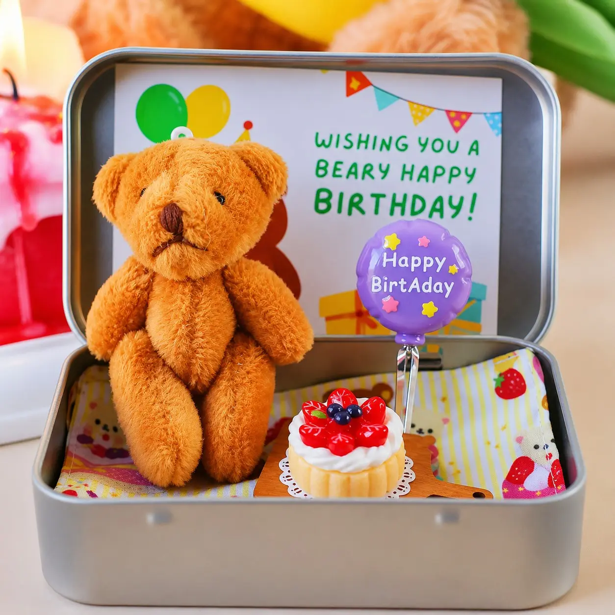 1 Pc Teddy Bear Happy Birthday Pocket Hug, Keepsake Bear in a Gift Box, Cute Birthday Present for Best Friends and Party Guests, Party Gifts