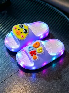 Summer Unisex Kids Glowing Cute Soft Slippers, Non-Slip Soft Sole, Cartoon Unicorn Design, Waterproof Beach Shoes for Boys and Girls