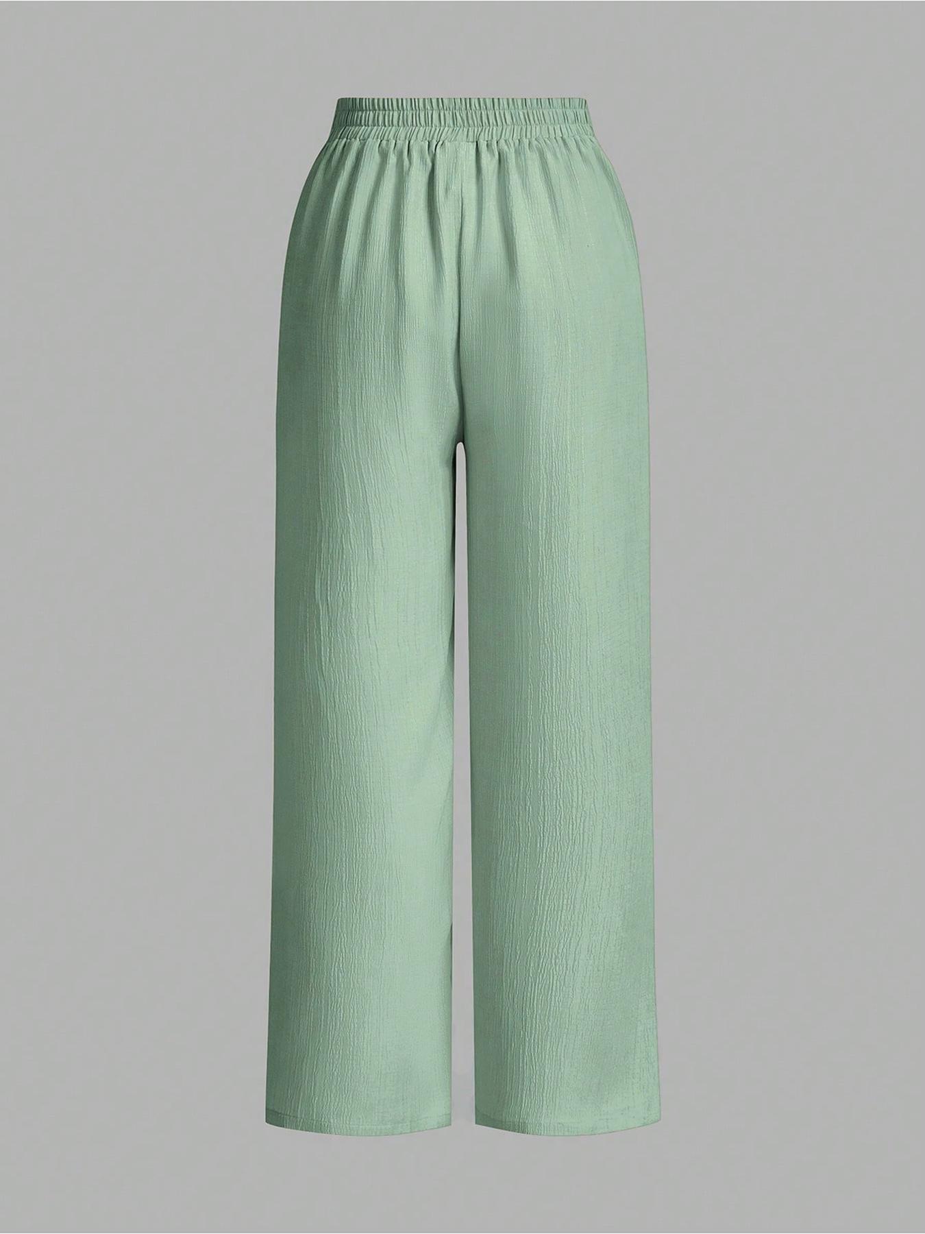 Women's Solid Color Wide Leg Pants, Casual Fashion Trousers, Casual Comfy Essential Elastic Tie Front Trousers for Daily Wear, Ladies Bottoms for All Seasons, Casual Lounge Pants