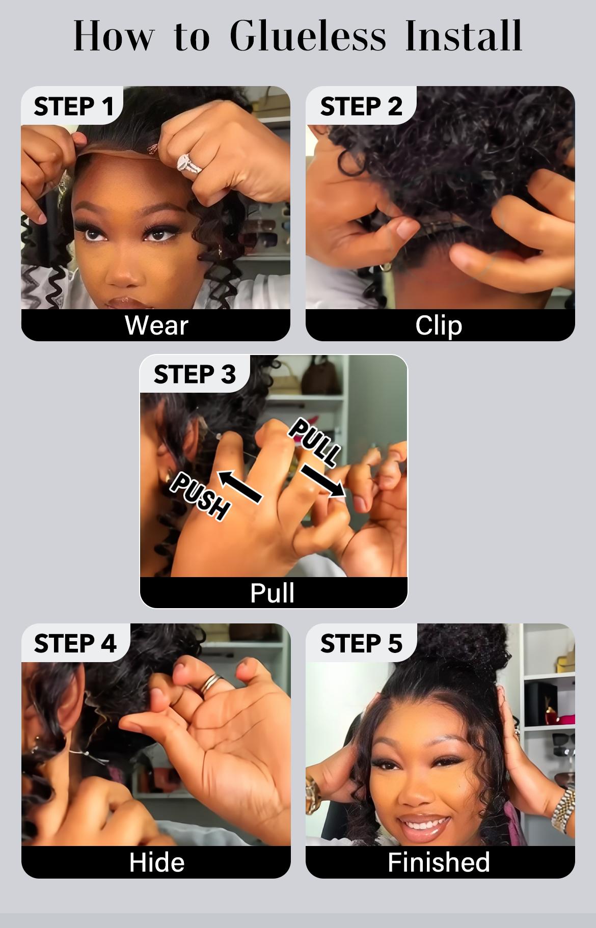 Wavymy 360 Straight Invisi Drawstring Wear Go Glueless Pre-Bleached And Pre-Cut Lace Glueless Wigs Flexi-Fit  Glueless Water Wave Wigs 180% Density