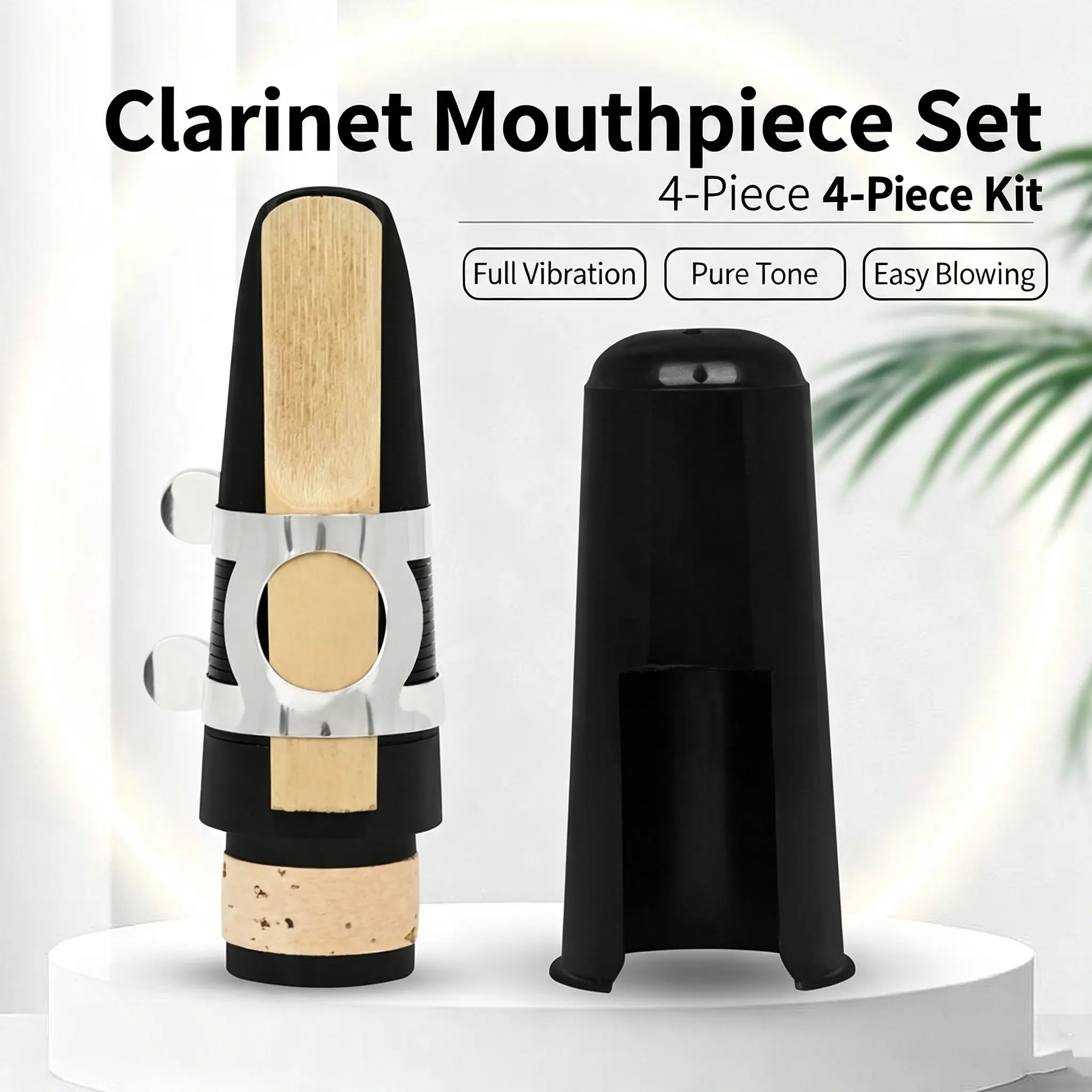Irin Nd246 Clarinet Mouthpiece Set, Includes Cork Base, Abs Mouthpiece, Silver Color Metal Clip, Threaded Clamp, Ideal for Beginners