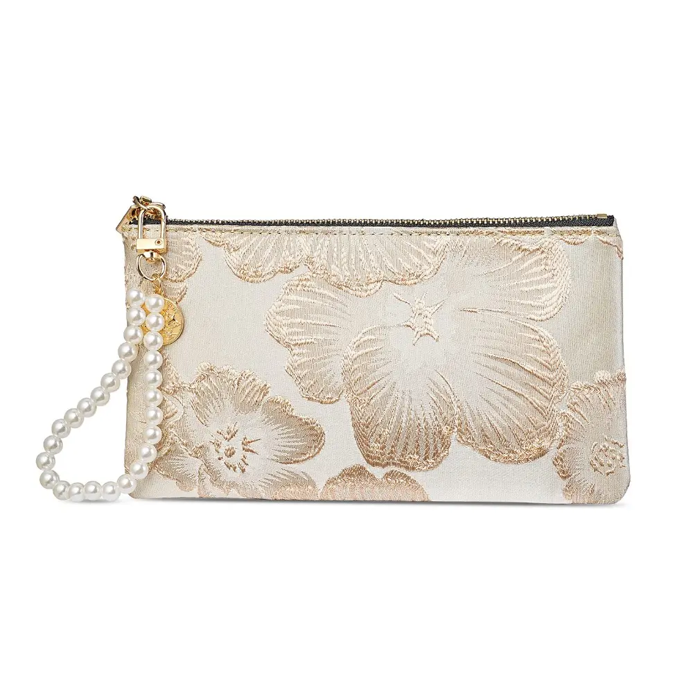 2026 New Chinese Style Embroidered Long Wallet for Women, Pearl Wrist Strap Zipper Card Holder Coin Purse, Portable Slim Phone Pouch Clutch Bag for Daily Outing & Occasion Wear