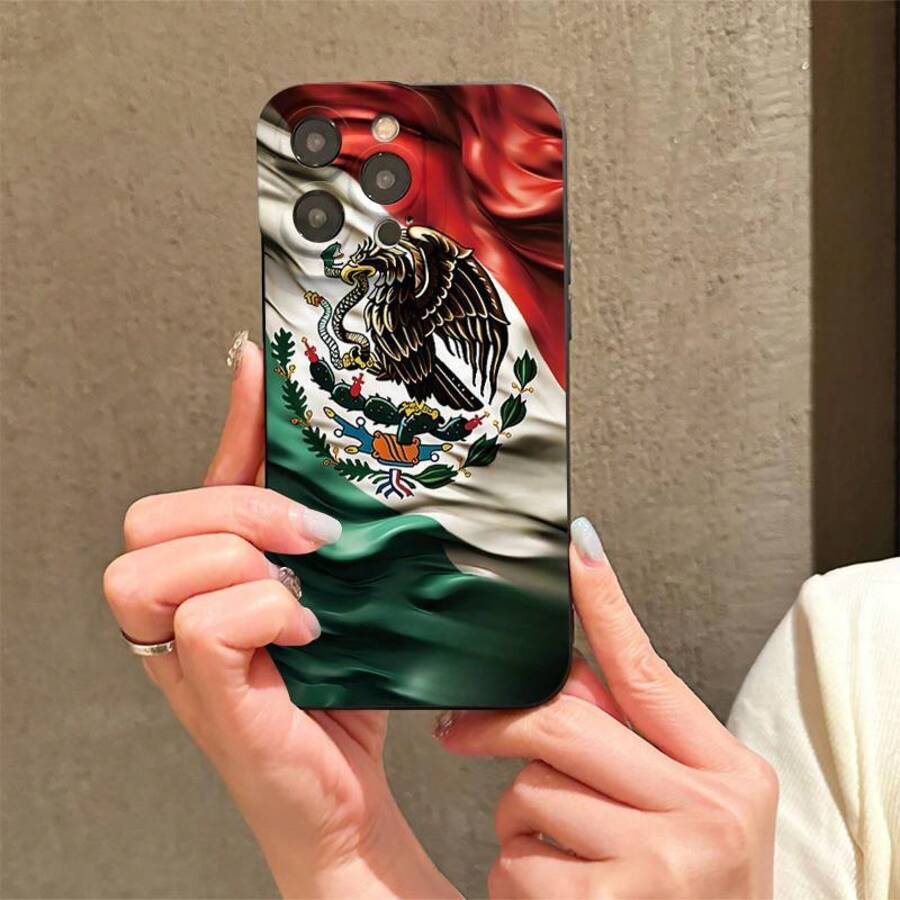 Mexico Flag Pattern Phone Cases With Lens Protector, Shockproof Mobile Phone Case, Decorative Phone Protector Cover, Phone Accessories Compatible With  15 Pro Max Case  14 Pro Max Case  11 Cases