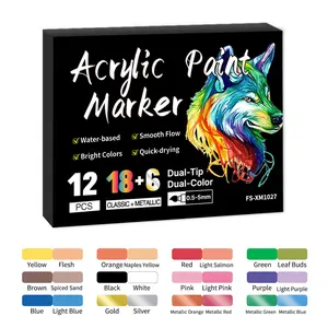 24/240 Colors Acrylic Paint Pens Set, 12-120 Packs Dual Tip Markers, Fine Tip Brush Tip, for Rock Painting, Canvas, Fabric, DIY Crafts, Art Marker Set, Art Drawing Supplies, Coloring Supplies