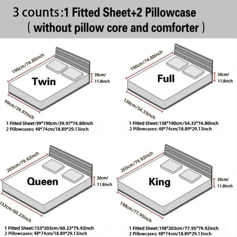 Butterfly Pattern Bedding Set, 3 Counts/set Including 1 Count Fitted Sheet & 2 Counts Pillowcase without Filler, Soft Warm Bedding Set for Bedroom & Guest Room, Bedsheet Sets