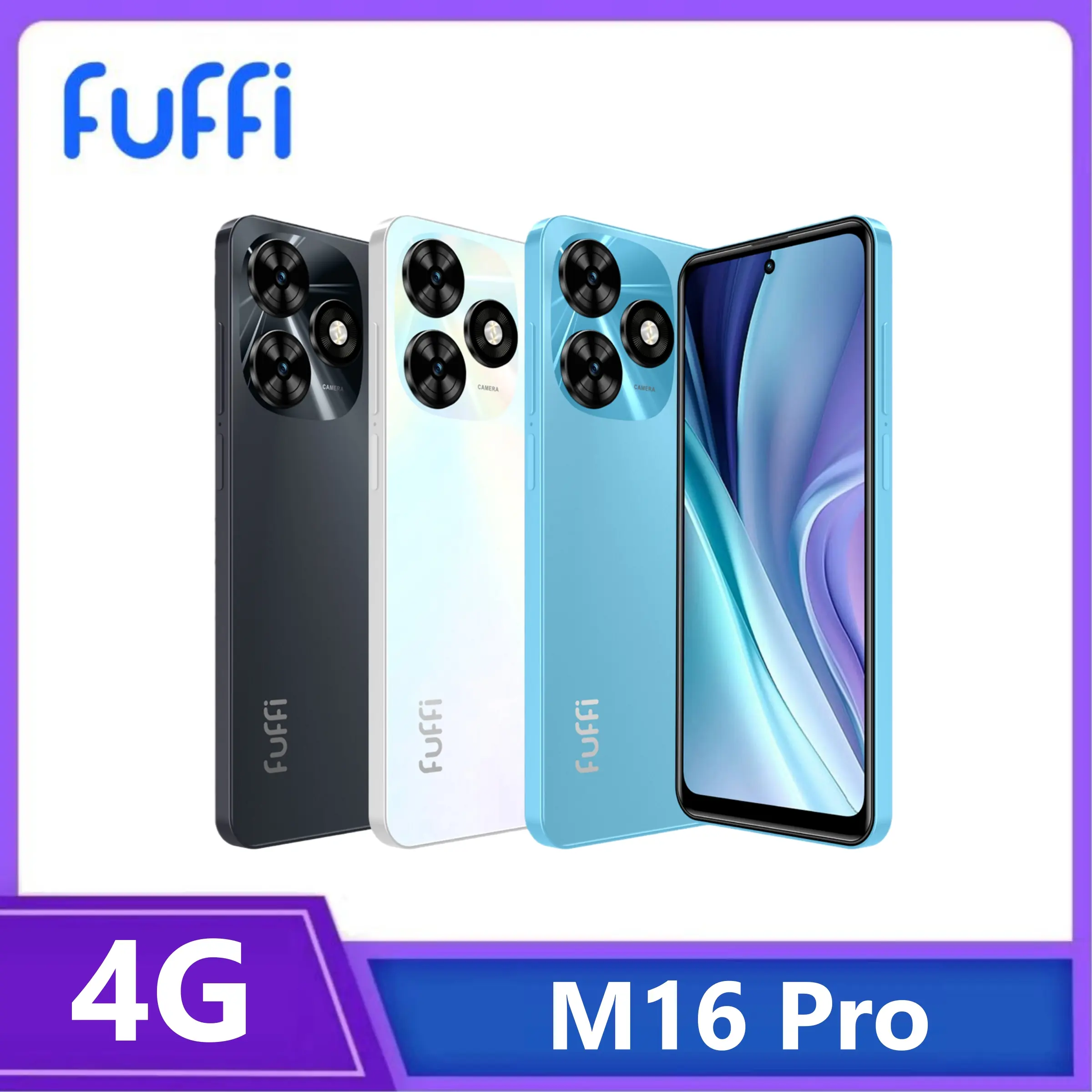Fuffi-M16 Pro Smartphone Mobile Phone, Cell Phone, Cellphone, 6.56-inch Display, Unlocked 4G, Android 10.0, 3 GB RAM + 32 GB Memory, 3100 mAh Battery, Dual SIM, Quad-Core Processor