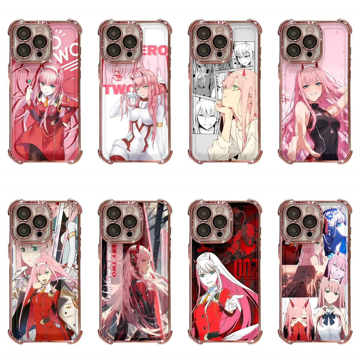 Anime DARLING in the FRANXX 02 Pink Y2K Style Phone Case for iPhone 17,16,15,14,13,12,11 Pro Max Plus Air - Fall Protection, Stylish Gift, Smartphone Accessory
