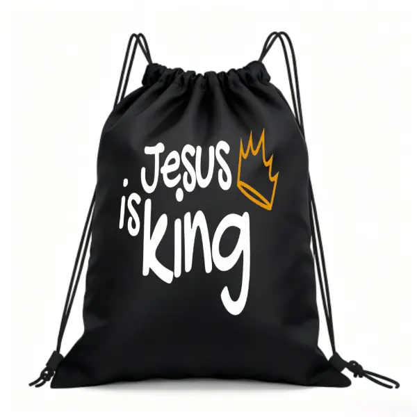 Jesus Is King Waterproof Drawstring Gym Backpack, Christian Faith Outdoor Storage Sack Sackpack backtoschoolshopping