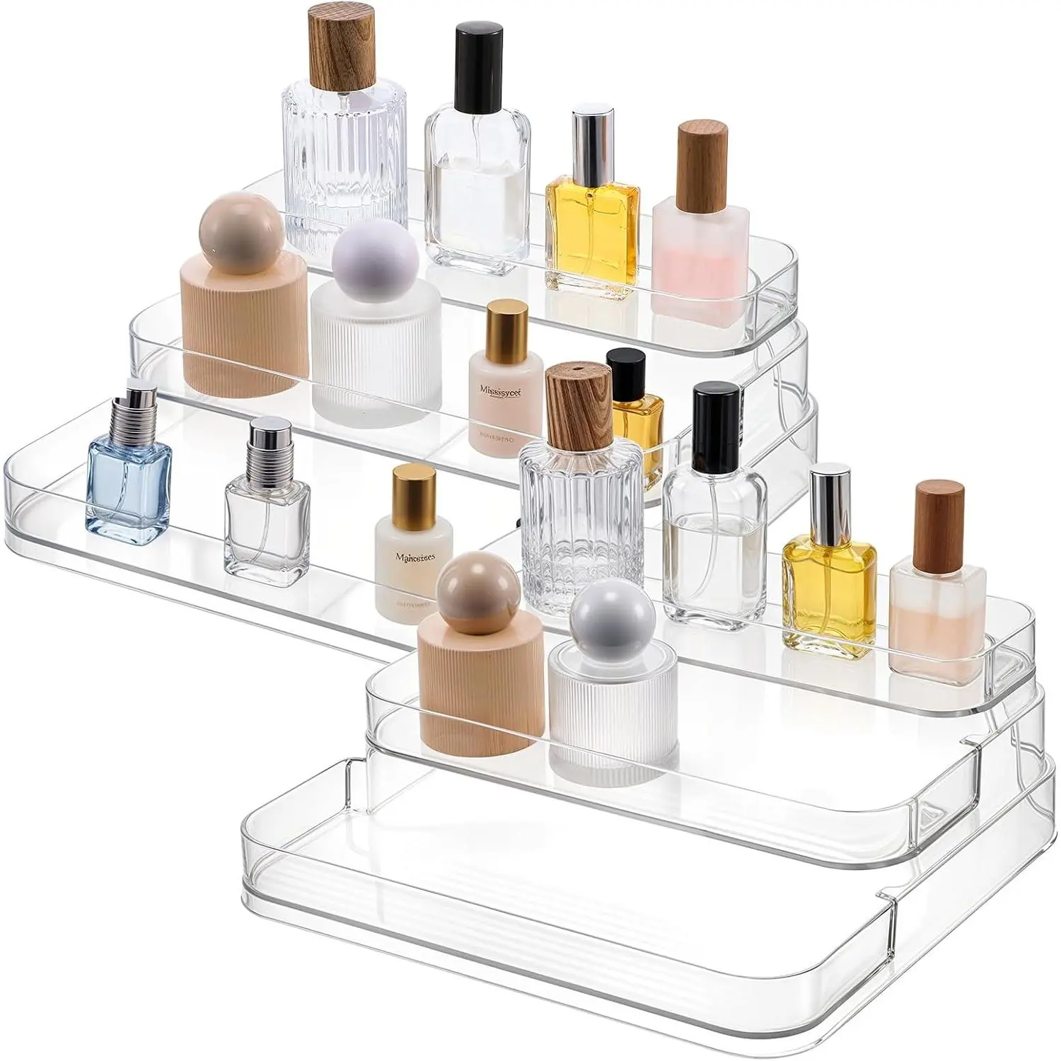 Perfume Organizer - 2 Pack Three-Tiered Shelf - Perfume Lotion Skincare Stand,  Vitamins  Bottles Holder,Sturdy Clear Rack for Kitchen Bathroom Countertop Cabinet Storage