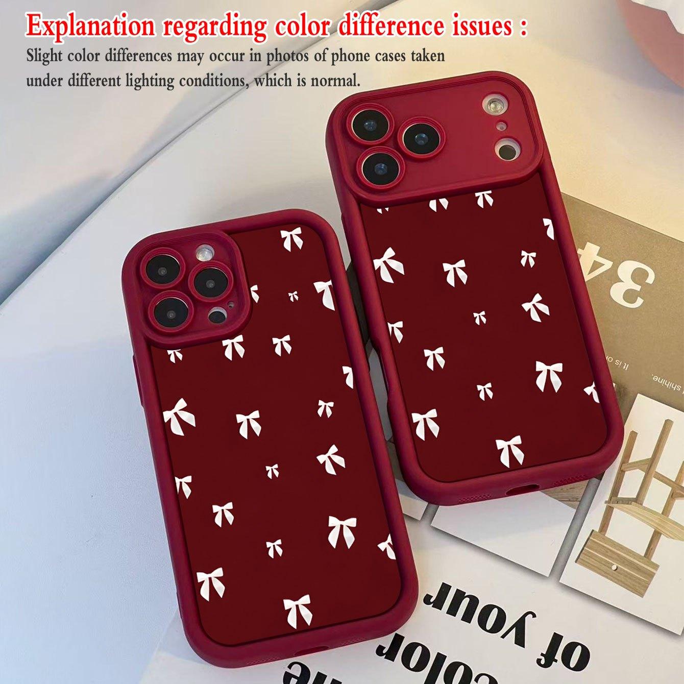 Red Background Bow Pattern Case for iPhone 17 Pro Max 16 16e 15 14 Plus 13 12 Mini 11 Air X XS Pattern Soft TPU Rubber Camera Protection Rugged Mobile Phone Cover Gift 2D printing