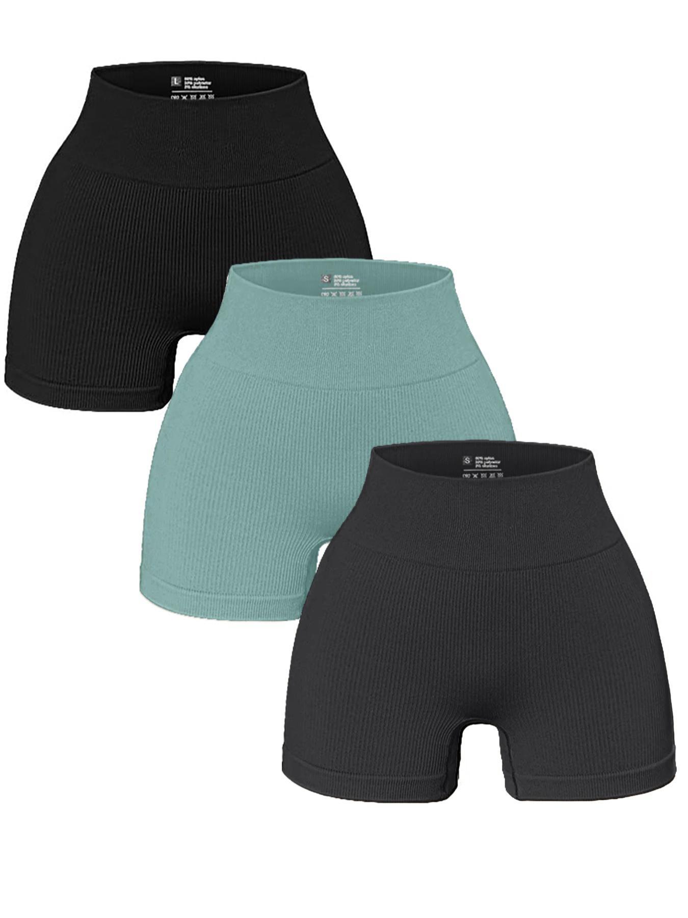 Women's Solid High Waist Sports Gym Shorts, High Stretch Shorts, Casual Comfy Breathable Seamless Skinny Biker Shorts for Gym Workout Cycling Running, Summer Outfits 2024, Women Sport & Outdoor Clothing for Summer