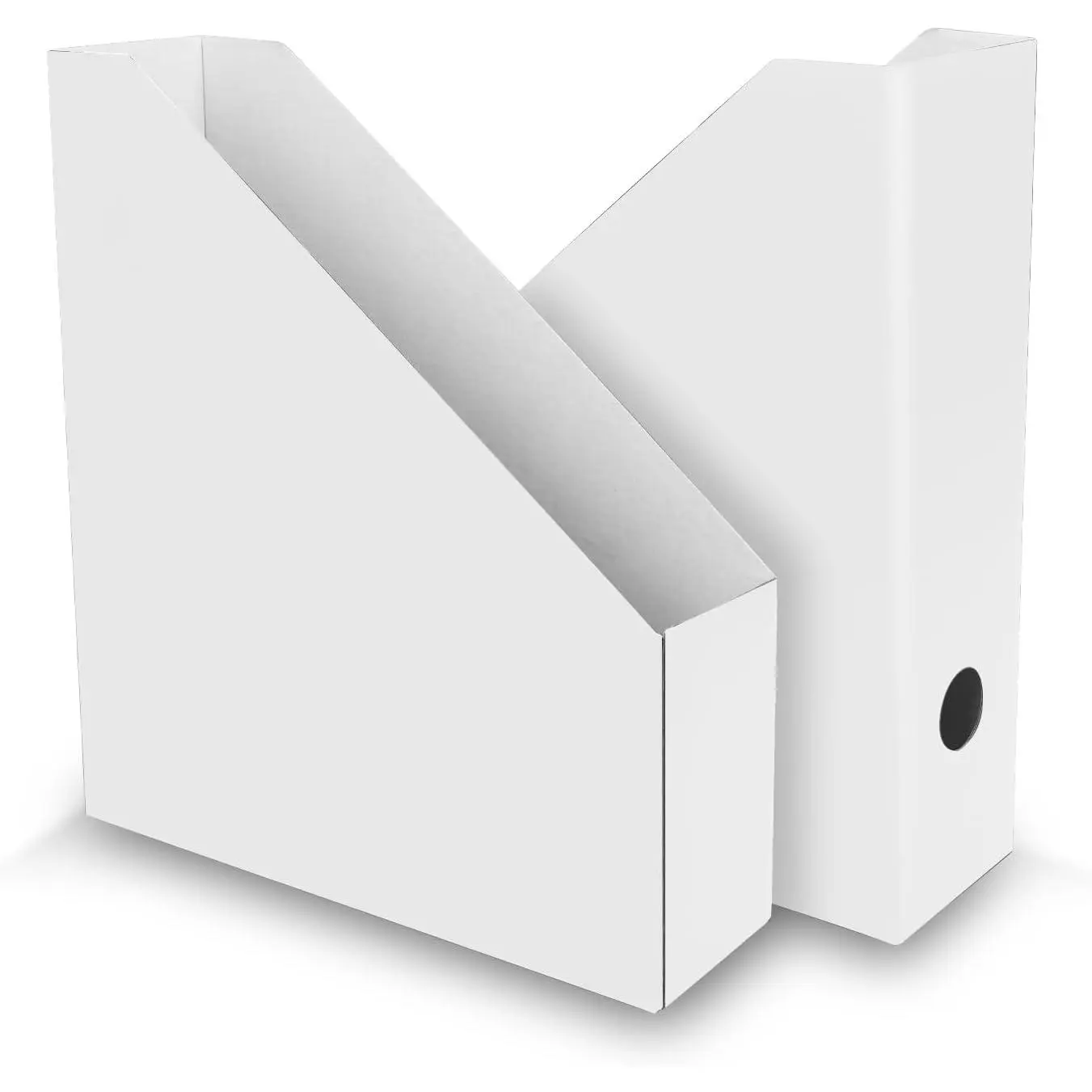 12-Pack White Durable Cardboard Magazine File Holders - Pre-Creased Foldable Compact Open-Top Space-Saver Document Organizers with Labels, Easy Access Storage for Office, School, Libraries, New Homeowners, Instant Setup Gift-Ready