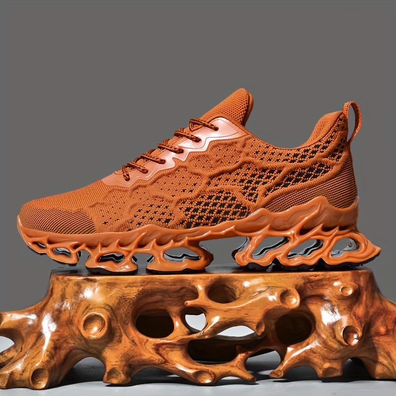 [Vibrant Sneakers] Lightweight Breathable Men's Knitted Sneakers|     Vibrant Orange Casual Shoes for Jogging, Tennis, Gym & Spring Summer - Secure Laceup Closure, Comfortable Fabric Upper, Durable Construction