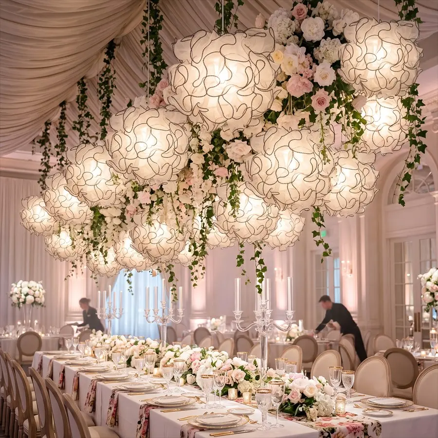 Edge Wave Ball Fabric Lamp Shade, Contrast Wave Ruffle Organza Sphere Lampshade, Wedding Decoration Elegant Atmosphere Light Accessory