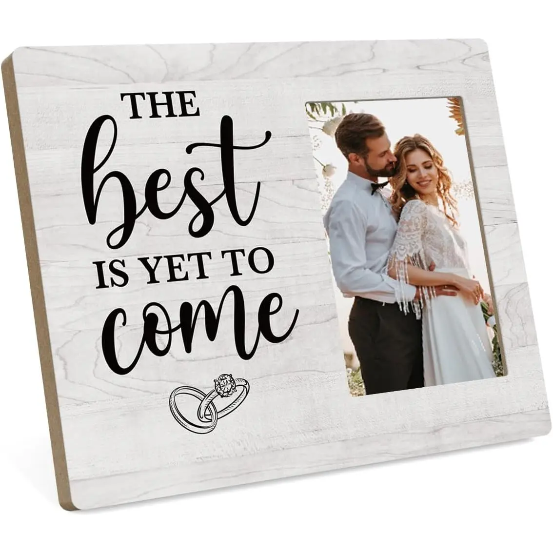 Engagement Gifts for Couples, Engagement Gifts for Women, Happy Engaged Picture Frame, Bridal Shower ,   for Newly Engaged Couple Fiance Fiancee, Rustic Wooden Photo Frame Tabletop Decor