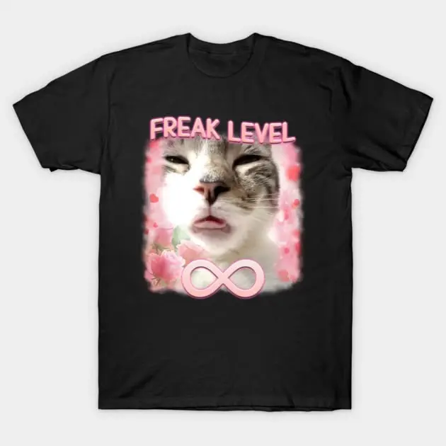 Freak Level Funny Freaky Ahh Cat Meme Gifts T-shirt funny meme shirt  graphic clothing