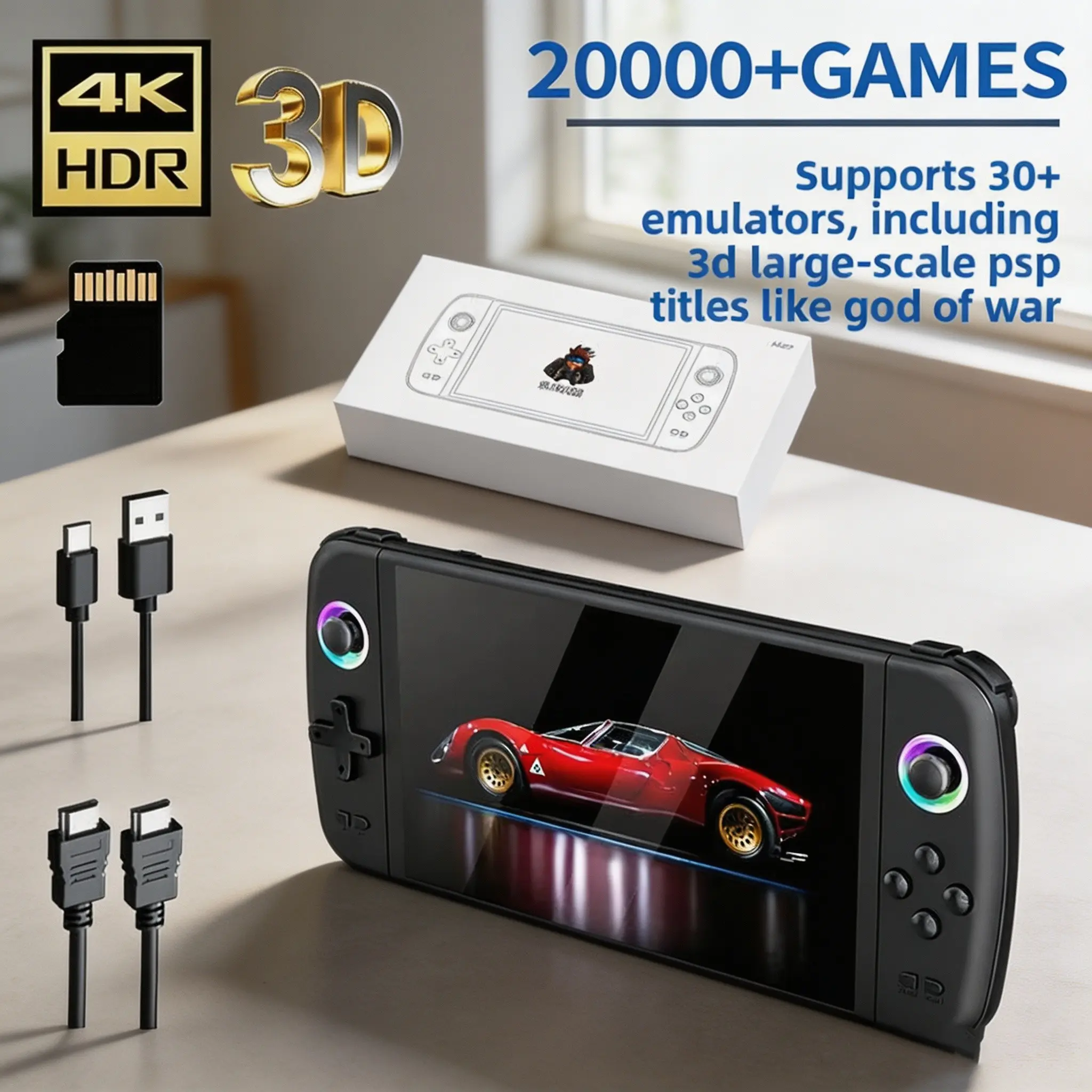 M27 Portable Retro Handheld Game Console, 7.0 Inch Screen, 64GB Memory, 4000mah Battery, Supports Linux and Emuelec, Ideal Gift Handheld Consoles