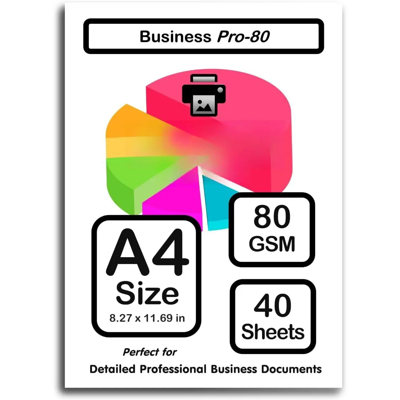 A4 Size Printer Paper, 80 gsm-21lb, 40 Sheets - High Contrast, Detailed Print for Professional Documents - Inkjet/Copiers Compatible, Precise Cut Office Stationery