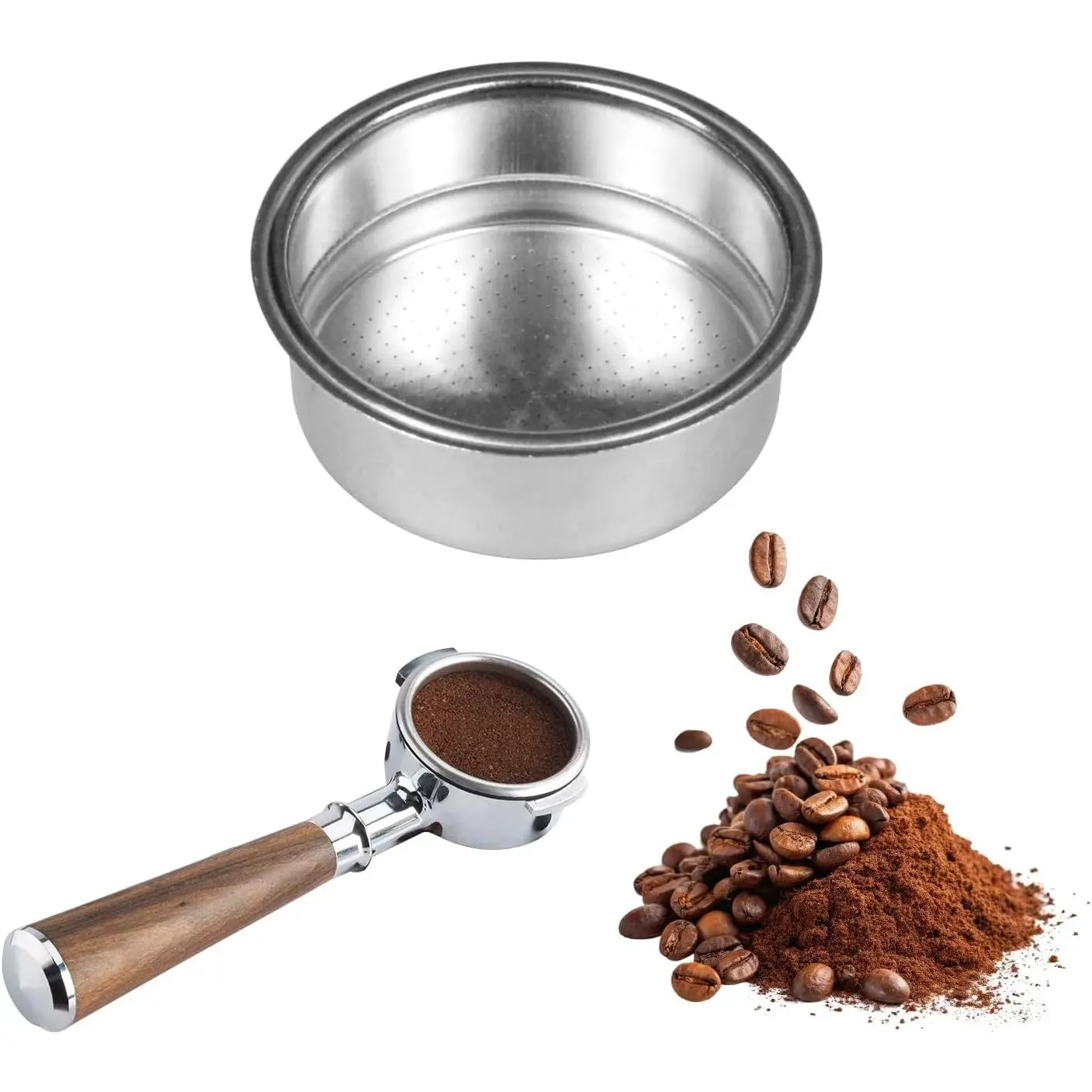2 Pack 51mm Stainless Steel Coffee Filter Basket, Espresso Portafilter Machine  Compatible with , Gevi (2, Two Cups)