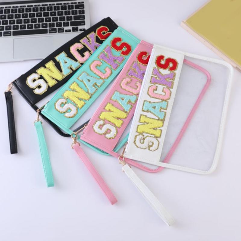 3 Pack Set Letter Patched Snack Storage Bag Portable Cosmetic Bags for Women, Fashionable Shopping Bags for Christmas Gifts