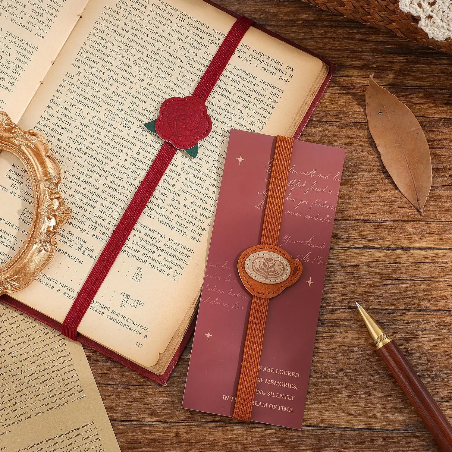 2 count  Elastic Leather Bookmark for Women, Elastic Bands Leather Book Marks, PU Bookmarks Planner Accessories, for Book Lover, Reader, Hardcover Journals, Notebooks, Planners, Binders