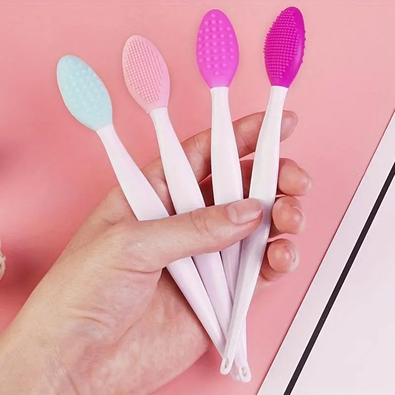 1pc Silicone Lip Exfoliating Brush, Double-Sided Soft Silicone Scrub Tool for Lip Care And Skincare.