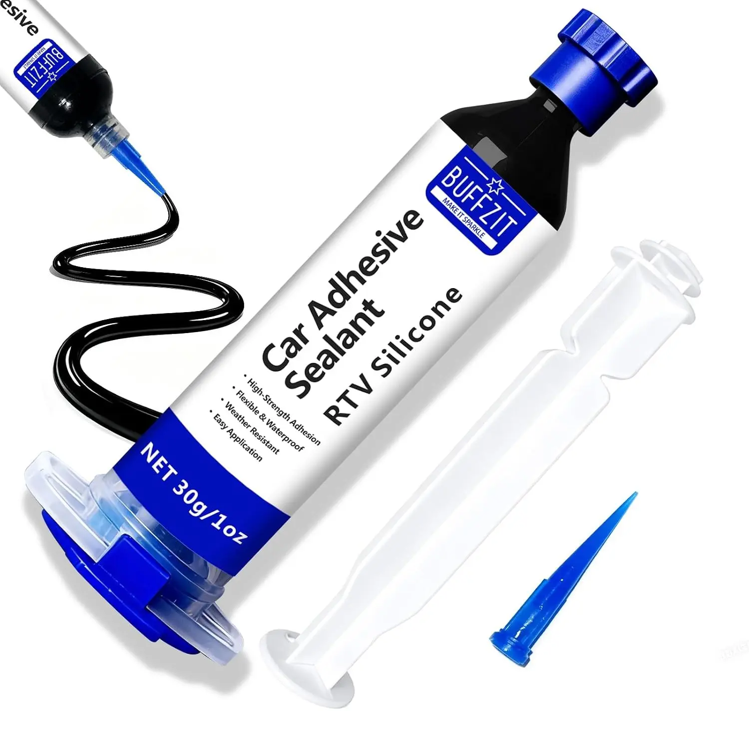 Silicone Adhesive Sealant 100% Waterproof Silicone Caulk Strong Bond Shrink & Crack Proof For Automotive Gaskets Engine Sunroof Headlights Windows Home Repairs Black 30g/1oz