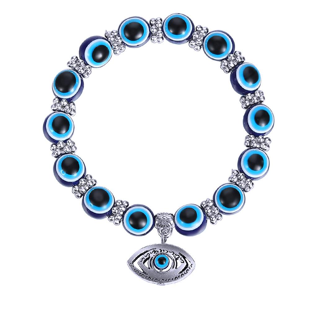 Evil Eye Bracelet Butterfly Elephant Fatima Hand Pendant Resin Beads Blue Eye Bracelet