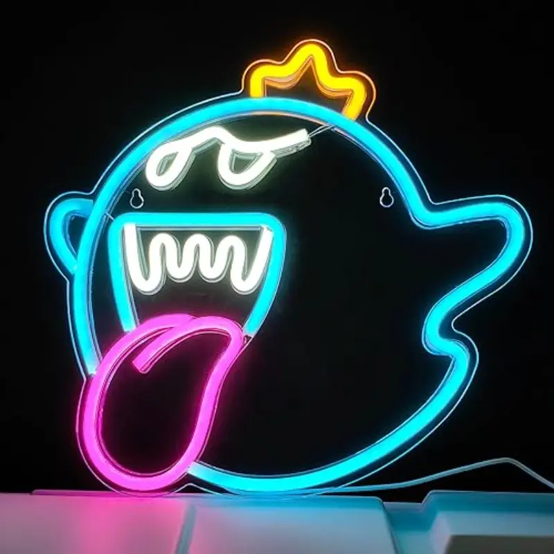 Toy King Boo Neon Light, Adjustable Wall-Mounted Artistic Atmosphere Lamp, USB-Powered LED Sign, Perfect for Bedroom, Game Room, Christmas Gifts