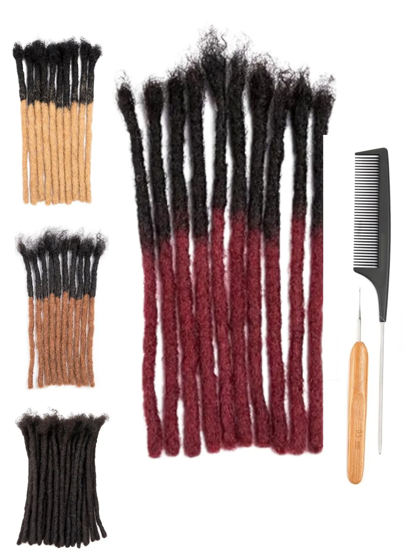 100% Human Hair Dreadlock Extensions 1B/BUG Ombre Locs Real Human Hair Dreads Handmade Natural Soft Dreadlocks 6-16 Inch Hair Extensions for Women Men DIY Braiding Boho Hairstyles Protective Style Lightweight Easy Install Temporary Loc Strands