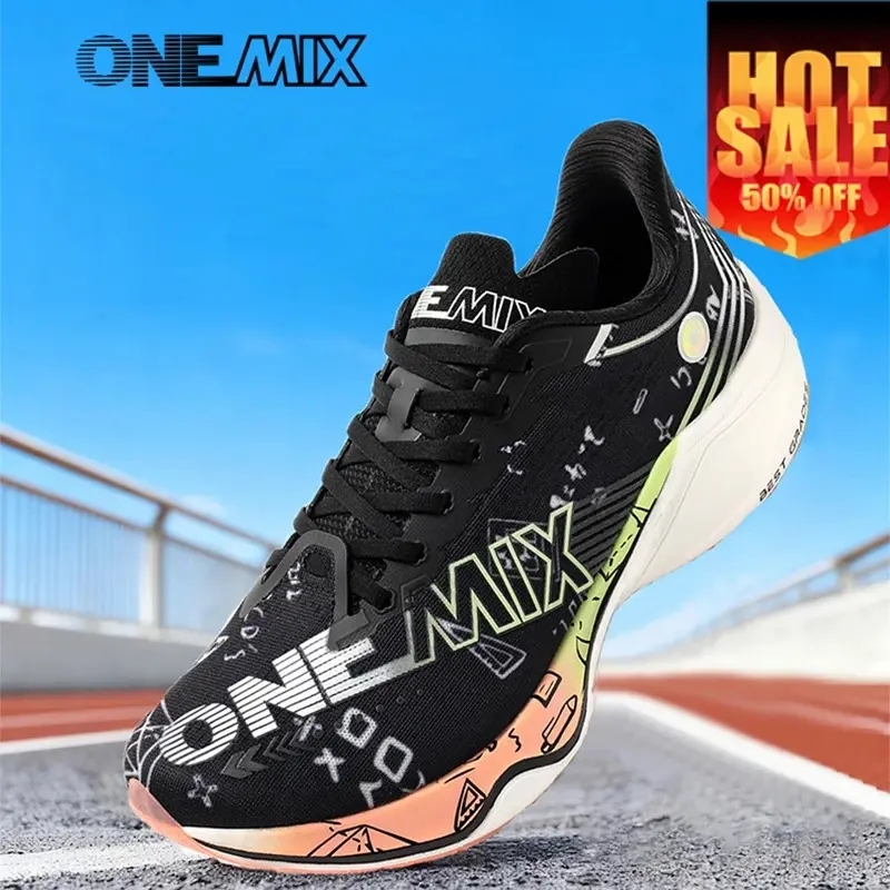 ONEMIX Sneakers Man Woman Nylon Carbon Plate Racing Running Shoes Training Full-length Shock Absorption Sports Walking Shoe