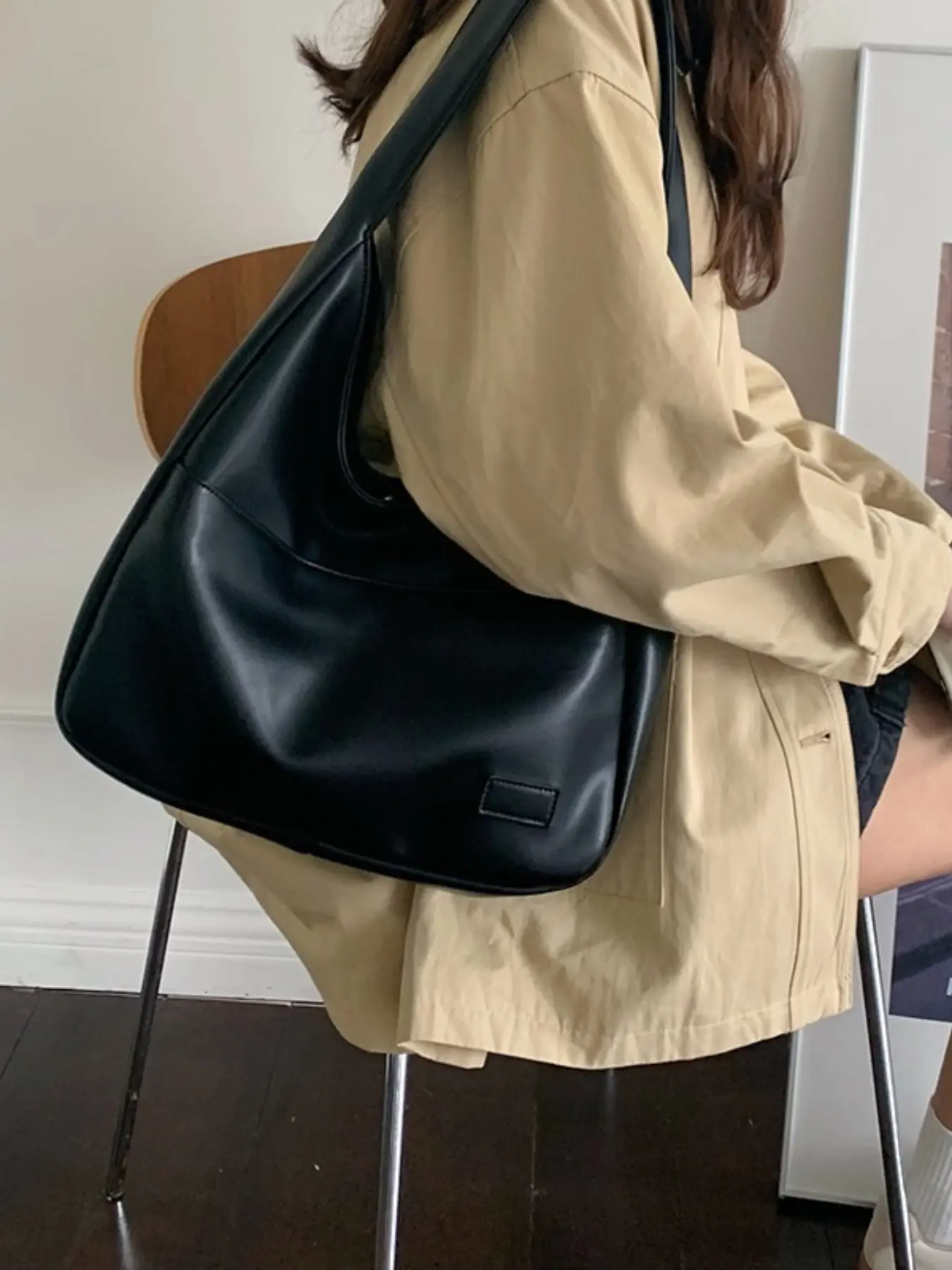 Minimalist Faux Leather Crossbody Bag, Large Capacity Shoulder Bag for Women, Casual Daily Use, Shopping, Travel