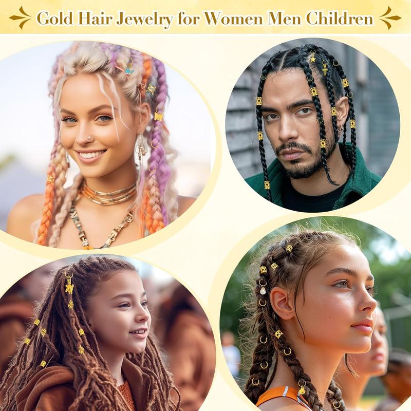 255 count  Hair  for Braids, 38 Styles Loc  Hair Charms for Women Men, Metal  Hair Cuffs Rings Clips for Dreadlock Accessories Hair Braids  Decorations()
