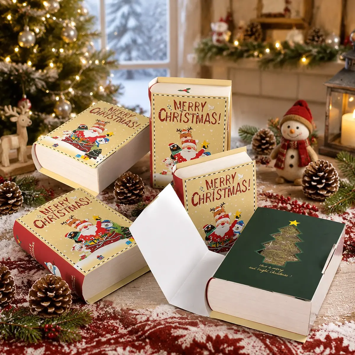 5-Piece Christmas Gift Box Set, Surprise Gift Boxes for Parties and Holidays, 7.1 X 5.2 X 1.8 Inches, Perfect for Festive Occasions