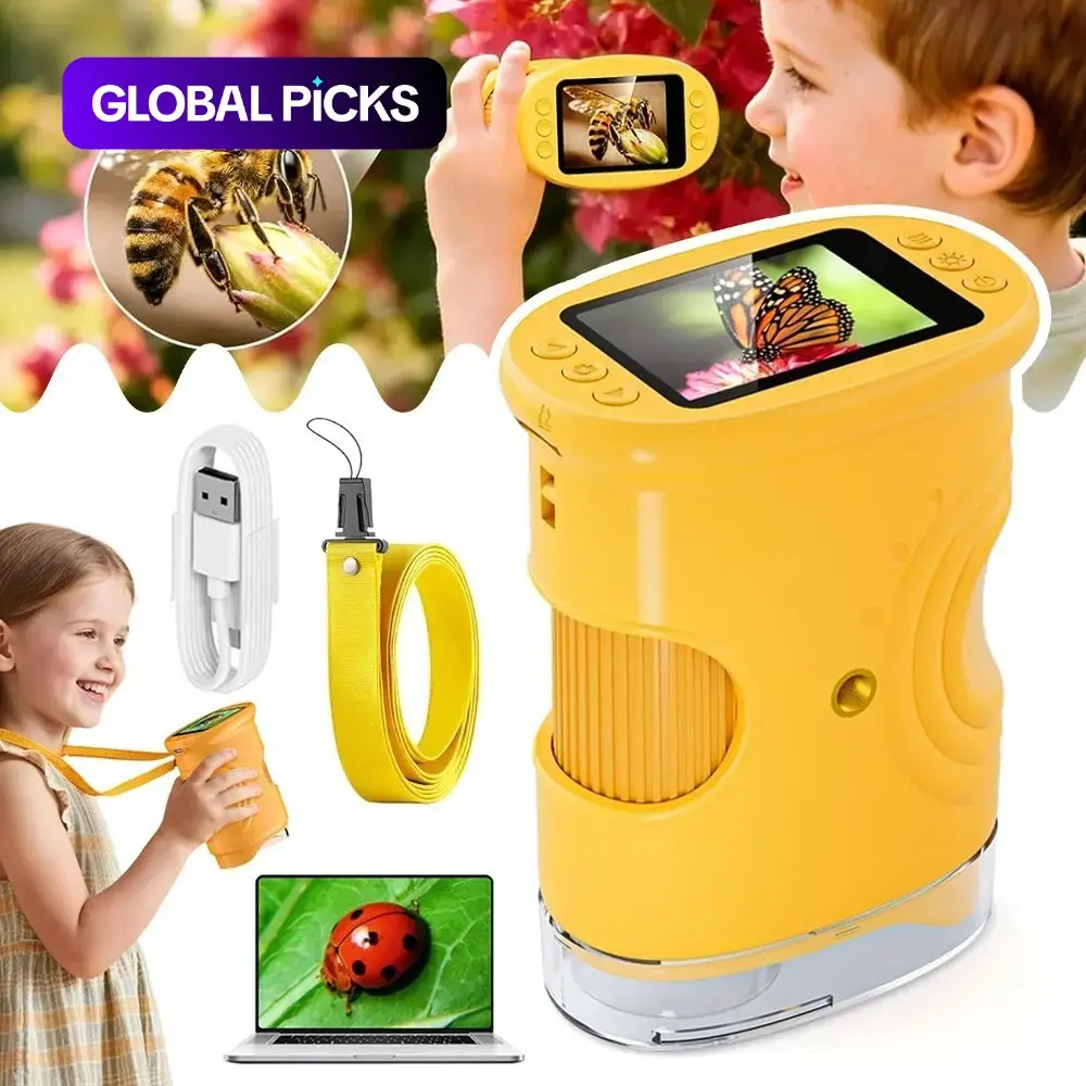 Handheld Microscope, Natural Exploration Microscope, 2-Inch IPS Screen, 200x-1000x Magnification, Portable for Outdoor and Classroom Use, Learning Tool, School Classroom Supplies, Handheld Digital Microscope #GLOBAL PICKS