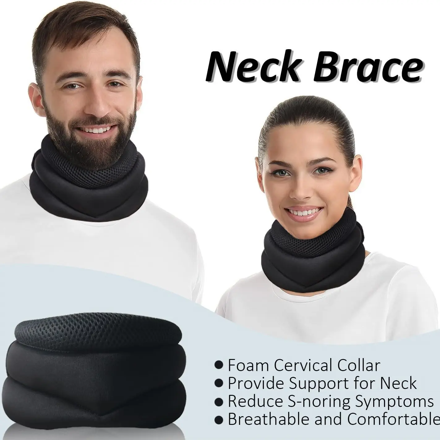 Three-Layer Sponge Neck Supporter, Neck Guard, Breathable High Elasticity, Prevents Head Downward Lean, Cervical Relief, Office Neck Protector, Cervical Protection