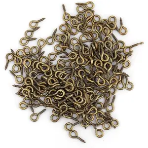 200 Pack Bronze Mini Eye Pins Eyelets Screw Hooks Threaded Bails Findings for Jewelry Pendant Making